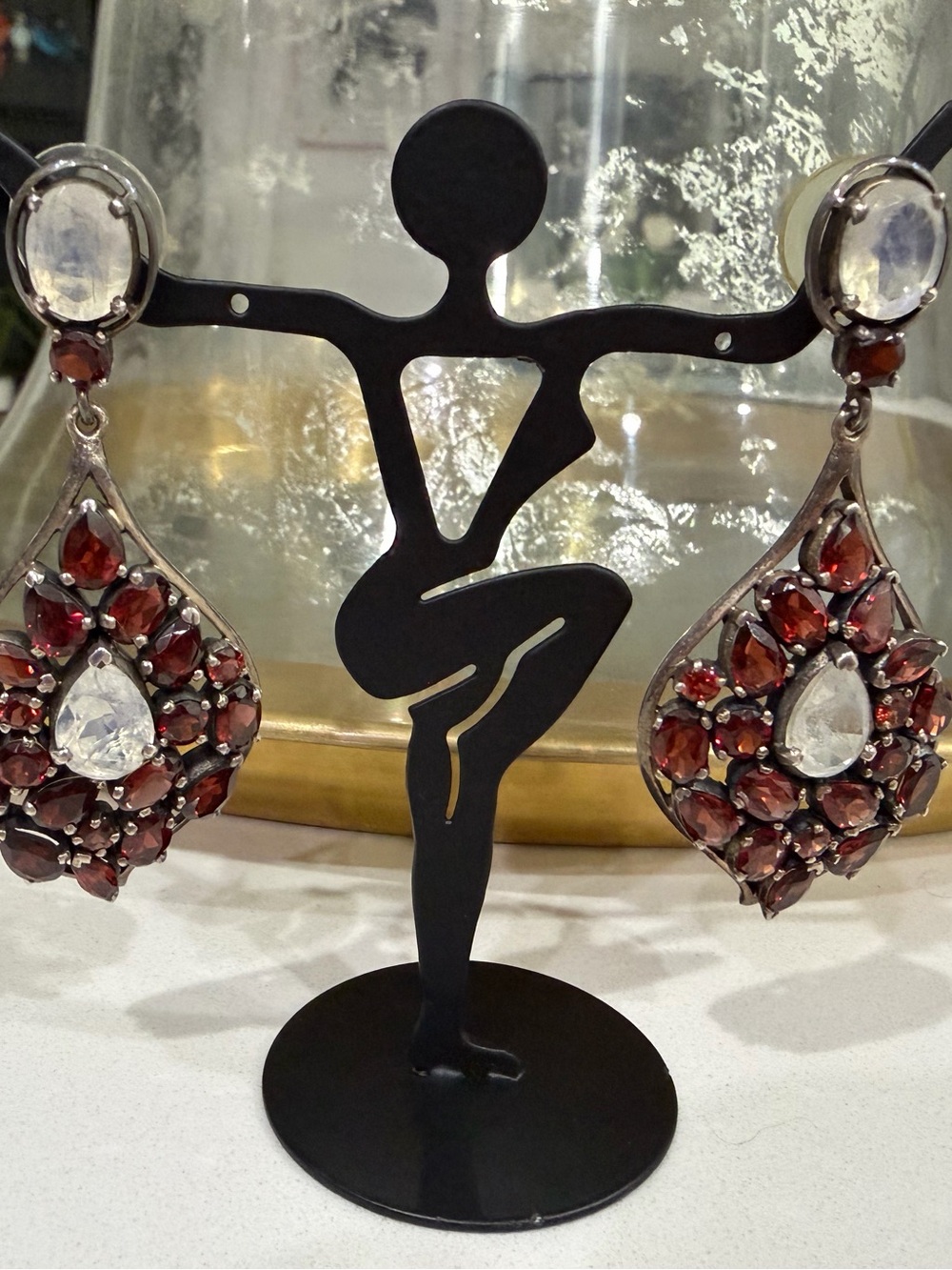 Nicky Butler garnet and moonstone sterling earrings